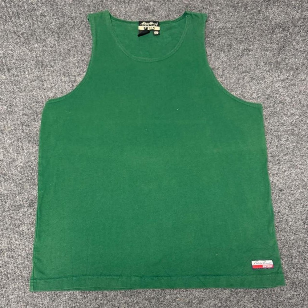 Vintage 90s Eddie Bauer EBTEK Green Tank Top Mens Medium Cotton Sleeveless
